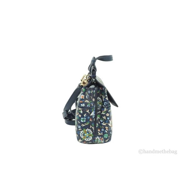 NEW Tory Burch Block Navy Soleil Floral Leather Mini Satchel Crossbody Bag - Picture 14 of 14